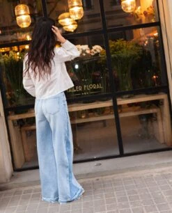 JEANS JUST GIRLS · AZUL -[品牌] Ventas THE-ARE jeans wide leg detalle pernera tiro alto mujer the are 7