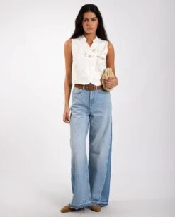 JEANS JUST GIRLS · AZUL -[品牌] Ventas THE-ARE jeans wide leg detalle pernera tiro alto mujer the are eci img 1