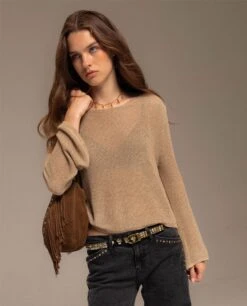 BOLSO ARIZONA · MARRÓN -[品牌] Ventas THE-ARE jersey dorado manga larga cuello barco mujer the are 01