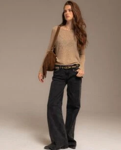 JERSEY SUGAR DUSK · DORADO -[品牌] Ventas THE-ARE jersey dorado manga larga cuello barco mujer the are 03 1