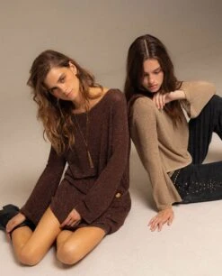 VESTIDO SUGAR DUSK · COBRE -[品牌] Ventas THE-ARE jersey dorado manga larga cuello barco mujer the are 04