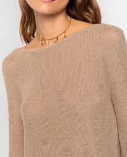 JERSEY SUGAR DUSK · DORADO -[品牌] Ventas THE-ARE jersey dorado manga larga cuello barco mujer the are eci img 3 scaled