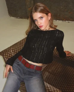 JERSEY MOONLIT · NEGRO -[品牌] Ventas THE-ARE jersey negro punto calado oversized mujer the are 3 scaled