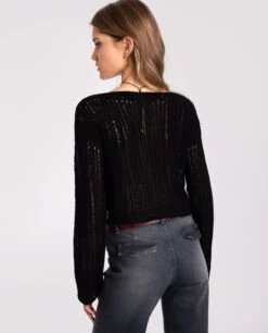 JERSEY MOONLIT · NEGRO -[品牌] Ventas THE-ARE jersey negro punto calado oversized mujer the are eci img 2