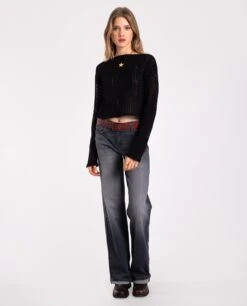 JERSEY MOONLIT · NEGRO -[品牌] Ventas THE-ARE jersey negro punto calado oversized mujer the are eci img 4