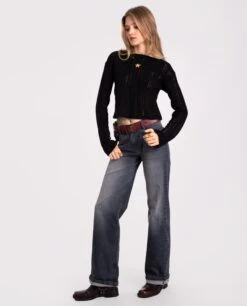 JERSEY MOONLIT · NEGRO -[品牌] Ventas THE-ARE jersey negro punto calado oversized mujer the are img 1