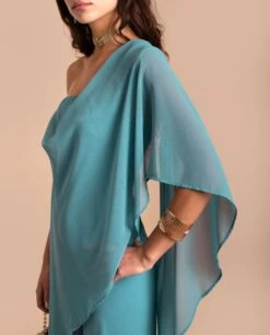 MONO MENCÍA · AZUL -[品牌] Ventas THE-ARE mono azul elegante escote palabra honor gasa mujer the are eci img 4