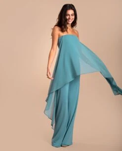 MONO MENCÍA · AZUL -[品牌] Ventas THE-ARE mono azul elegante escote palabra honor mujer the are 5