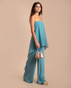 MONO MENCÍA · AZUL -[品牌] Ventas THE-ARE mono azul elegante escote palabra honor mujer the are 6