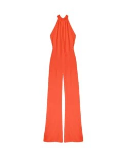 MONO JEREZ · CORAL -[品牌] Ventas THE-ARE mono coral cuello halter espalda descubierta lazada palazzo invitada mujer the are eci img 5