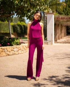 MONO SOFÍA · FRESA -[品牌] Ventas THE-ARE mono fresa punto cuello halter ajustable invitada mujer the are 3