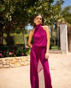 MONO SOFÍA · FRESA -[品牌] Ventas THE-ARE mono fresa punto cuello halter ajustable invitada mujer the are 6