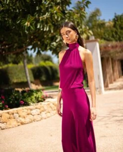 MONO SOFÍA · FRESA -[品牌] Ventas THE-ARE mono fresa punto cuello halter ajustable invitada mujer the are 7