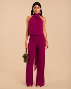 MONO SOFÍA · FRESA -[品牌] Ventas THE-ARE mono fresa punto cuello halter ajustable invitada mujer the are eci img 1