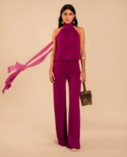 MONO SOFÍA · FRESA -[品牌] Ventas THE-ARE mono fresa punto cuello halter ajustable invitada mujer the are eci img 2