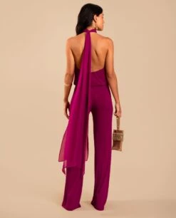 MONO SOFÍA · FRESA -[品牌] Ventas THE-ARE mono fresa punto cuello halter ajustable invitada mujer the are eci img 3