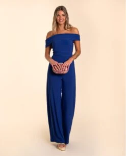 MONO TRIANA · AZUL COBALTO -[品牌] Ventas THE-ARE mono largo azul cobalto palabra honor punto multiposicion gasa palazzo eventos mujer the are 4