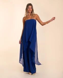 MONO TRIANA · AZUL COBALTO -[品牌] Ventas THE-ARE mono largo azul cobalto palabra honor punto multiposicion gasa palazzo eventos mujer the are eci img 1