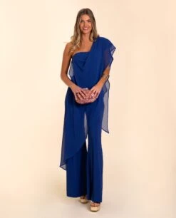 MONO TRIANA · AZUL COBALTO -[品牌] Ventas THE-ARE mono largo azul cobalto palabra honor punto multiposicion gasa palazzo eventos mujer the are eci img 2