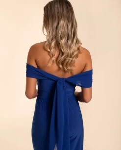 MONO TRIANA · AZUL COBALTO -[品牌] Ventas THE-ARE mono largo azul cobalto palabra honor punto multiposicion gasa palazzo eventos mujer the are eci img 4