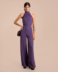 MONO JEREZ · LAVANDA -[品牌] Ventas THE-ARE mono lavanda cuello halter espalda abierta palazzo eventos mujer the are