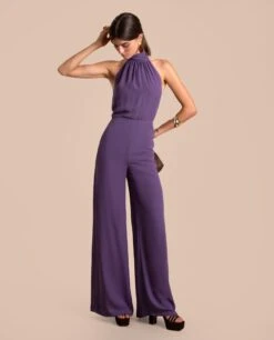MONO JEREZ · LAVANDA -[品牌] Ventas THE-ARE mono lavanda cuello halter espalda abierta palazzo eventos mujer the are eci img 2