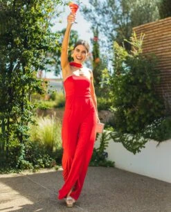 MONO MRS. BARREDA · ROJO -[品牌] Ventas THE-ARE mono rojo palabra honor mujer the are2