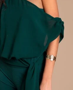 MONO OLIVIA · VERDE ESMERALDA -[品牌] Ventas THE-ARE mono verde asimetrico capa gasa eci img 4