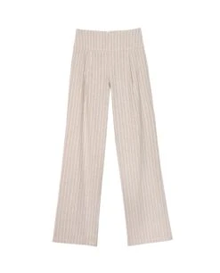 PANTALÓN SINTRA · BLANCO Y BEIGE -[品牌] Ventas THE-ARE pantalon beige lino raya diplomatica fluido recto mujer the are eci img 5