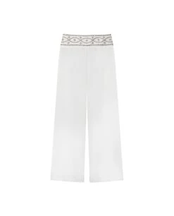 PANTALÓN ESSENCE · BLANCO -[品牌] Ventas THE-ARE pantalon blanco lino tachuelas conjunto elegante fiesta mujer the are eci img 5