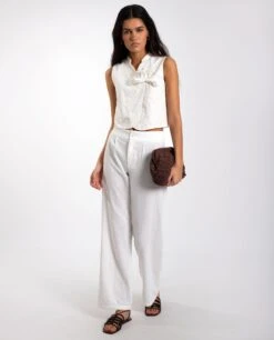 PANTALÓN SUNNY BABE · BLANCO -[品牌] Ventas THE-ARE pantalon blanco recto corte fluido mujer the are 4