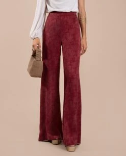 PANTALÓN JULIETTE · BURDEOS -[品牌] Ventas THE-ARE pantalon burdeos palazzo elastico jacquard cintura alta eventos mujer the are eci img 2