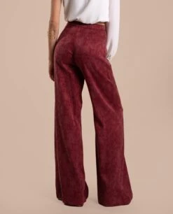 PANTALÓN JULIETTE · BURDEOS -[品牌] Ventas THE-ARE pantalon burdeos palazzo elastico jacquard cintura alta eventos mujer the are eci img 3