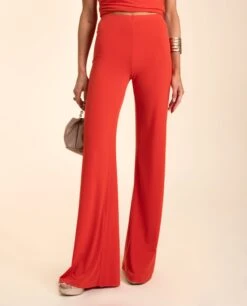 PANTALÓN ALGECIRAS · CORAL -[品牌] Ventas THE-ARE pantalon coral elegante pata ancha elastico conjunto invitada mujer the are eci img 2