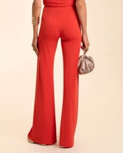 PANTALÓN ALGECIRAS · CORAL -[品牌] Ventas THE-ARE pantalon coral elegante pata ancha elastico conjunto invitada mujer the are eci img 3