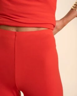 PANTALÓN ALGECIRAS · CORAL -[品牌] Ventas THE-ARE pantalon coral elegante pata ancha elastico conjunto invitada mujer the are eci img 4