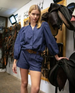 SHORT SECRET SPOT · AZUL -[品牌] Ventas THE-ARE pantalon corto azul bermuda talle alto algodon mujer the are 8 scaled