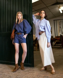 SHORT SECRET SPOT · AZUL -[品牌] Ventas THE-ARE pantalon corto azul bermuda talle alto algodon mujer the are eci img 10 scaled