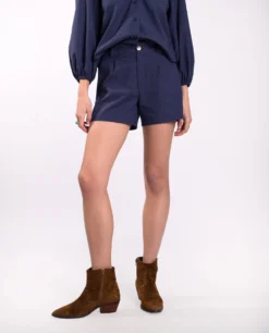 SHORT SECRET SPOT · AZUL -[品牌] Ventas THE-ARE pantalon corto azul bermuda talle alto algodon mujer the are eci img 2 scaled