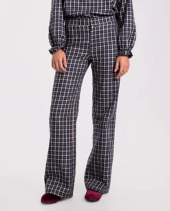 PANTALÓN CITY FIELDS · AZUL -[品牌] Ventas THE-ARE pantalon cuadros azul recto conjunto talle medio mujer the are eci img 2 scaled