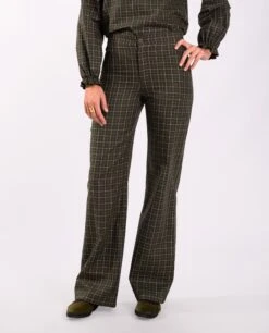 PANTALÓN CITY FIELDS · VERDE -[品牌] Ventas THE-ARE pantalon cuadros verde recto conjunto talle medio mujer the are eci img 3