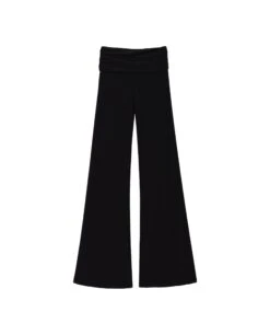 PANTALÓN BACK TO NIGHTS · NEGRO -[品牌] Ventas THE-ARE pantalon negro fluido punto cintura drapeada recto mujer the are eci img 5