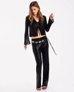 PANTALÓN BEST NIGHT IN... · NEGRO -[品牌] Ventas THE-ARE pantalon negro lentejuelas elegante conjunto mujer the are 8