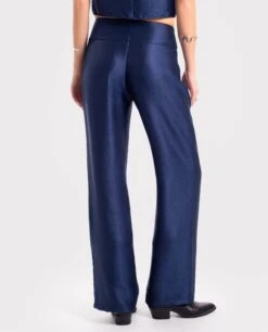 PANTALÓN ALL IN · AZUL MARINO -[品牌] Ventas THE-ARE pantalon recto azul marino cintura ancha conjunto elegante fiesta mujer the are eci img 3