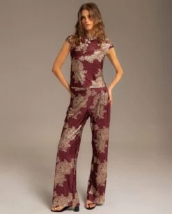 PANTALÓN RUBY BLOOM · BURDEOS