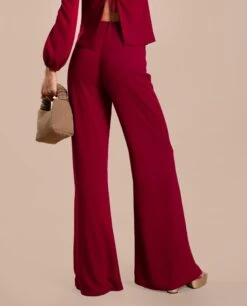 PANTALÓN FELICE · ROJO -[品牌] Ventas THE-ARE pantalon rojo palazzo elegante talle alto cremallera invisible conjunto invitada mujer the are eci img 3