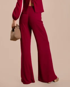 PANTALÓN FELICE · ROJO -[品牌] Ventas THE-ARE pantalon rojo palazzo elegante talle alto cremallera invisible conjunto invitada mujer the are eci img 3 scaled