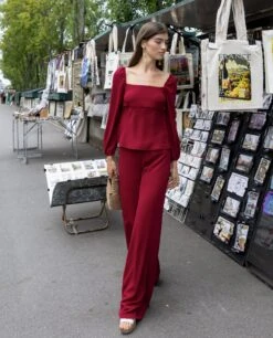 BLUSA FELICE · ROJO -[品牌] Ventas THE-ARE pantalon rojo palazzo elegante talle alto cremallera invisible conjunto invitada mujer the are img 2 a3946bc5 7380 447f ba2b 8dd1c4730280