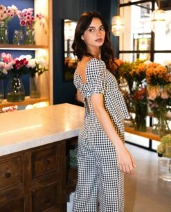 PANTALÓN SUNSET LOVER · BLANCO Y NEGRO -[品牌] Ventas THE-ARE pantalon vichy blanco negro recto tiro alto conjunto mujer the are 6a