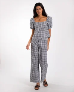 PANTALÓN SUNSET LOVER · BLANCO Y NEGRO -[品牌] Ventas THE-ARE pantalon vichy blanco negro recto tiro alto conjunto mujer the are 9a scaled